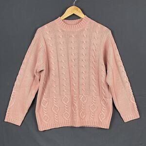Vintage Jenny Buchanan Womens Cozy Cable Knit Sweater Size S Preppy Twee Indie